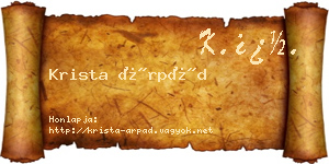 Krista Árpád névjegykártya
